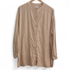 David Dart Collection 100% Linen Tunic Shirt Natural Sz L USA Minimalist Resort